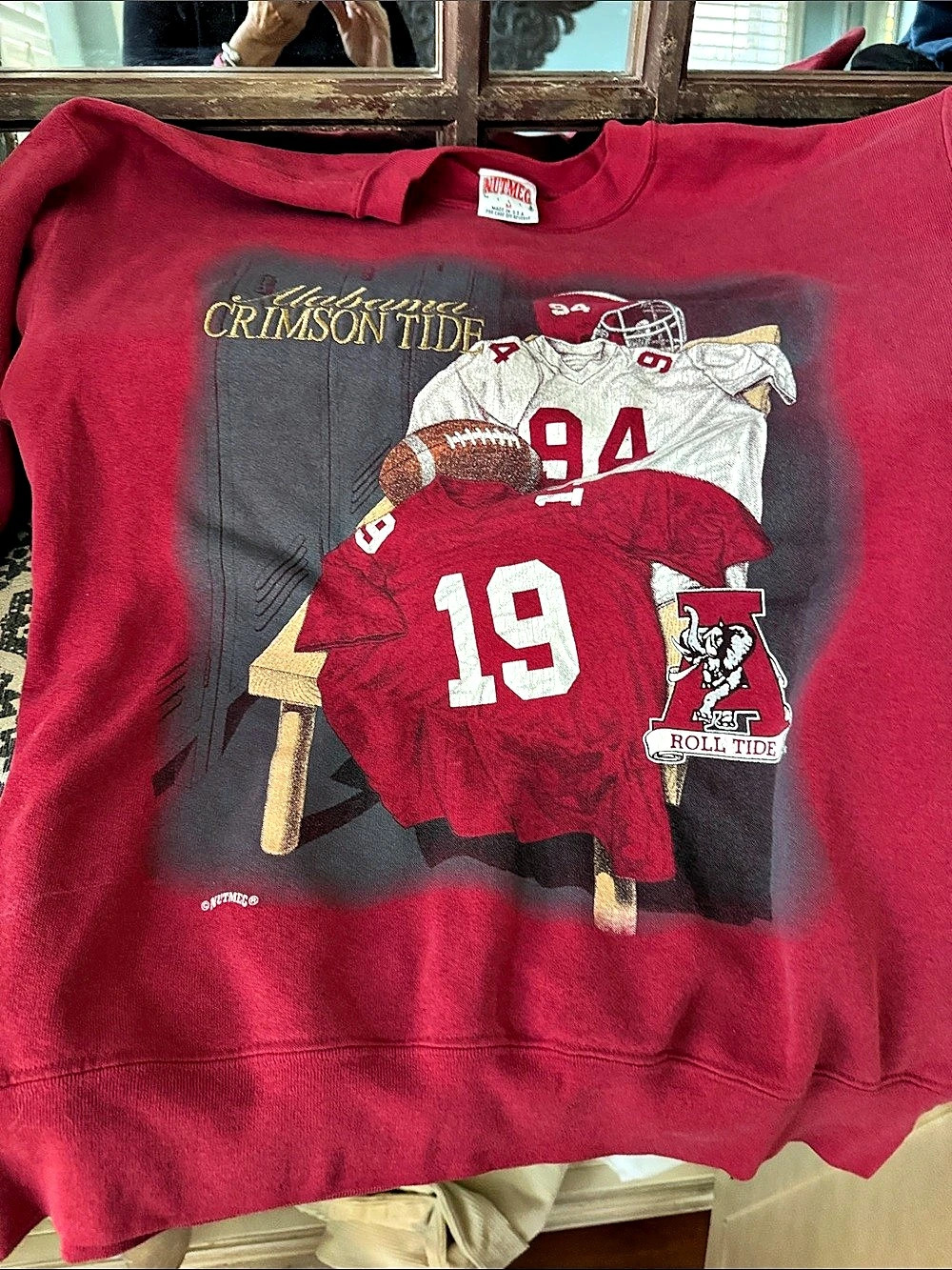 Nutmeg Graphic Football Sweatshirt Size Medium